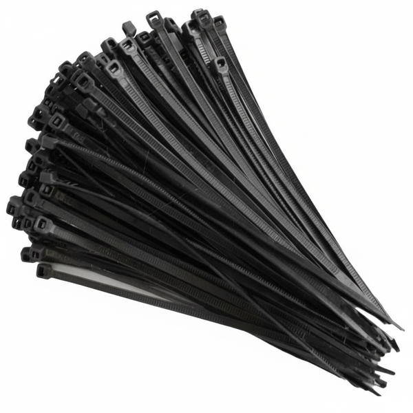 Black Nylon Cable Ties 2.5mm x 200mm, 100 Piece Pack