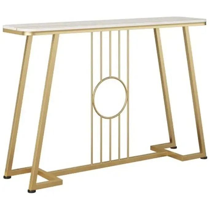Decorum & Co - Aurelia Gold Console Table with Marble Top