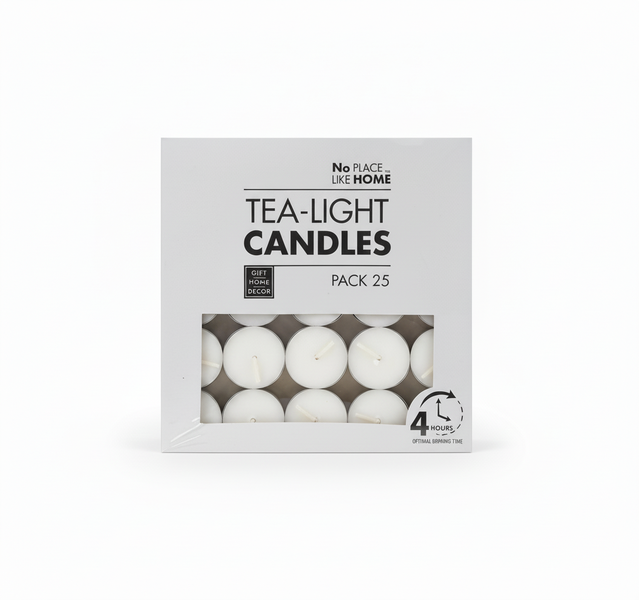 No Place Like Home White Tea-Light Candles 3.5 cm - 25 Piece Set