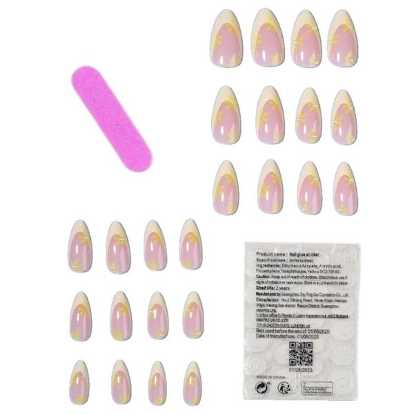 24 Piece - Yellow Daisy Almond Press-On Nails