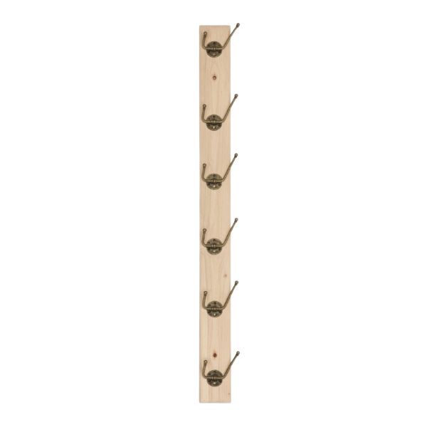 60cm Wooden Wall Coat Hook Rack with Multiple Hooks