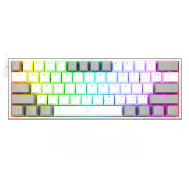 K617 FIZZ Minimalist 60% Wired RGB Gaming Keyboard - White/Grey