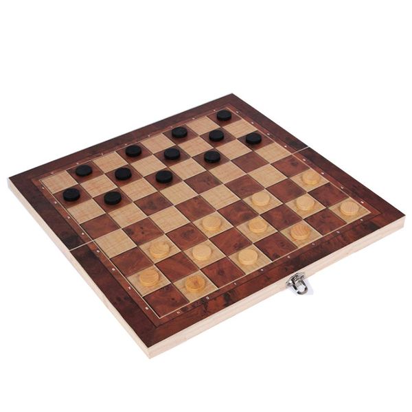 3 in 1 Wooden Chess, Checkers and Backgammon Set