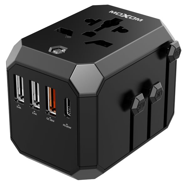 Moxom MX-HC120 Universal Travel Adapter - 20W Fast Charging, 4-Port
