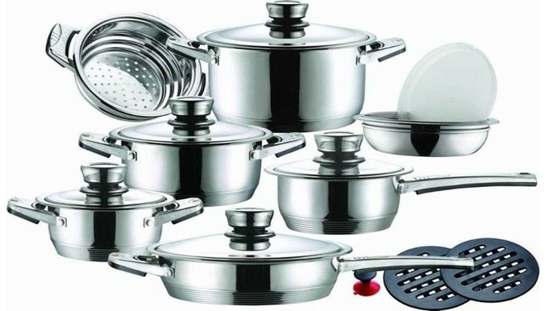 Leopard German Designed 16-Piece Stainless Steel Cookware Set