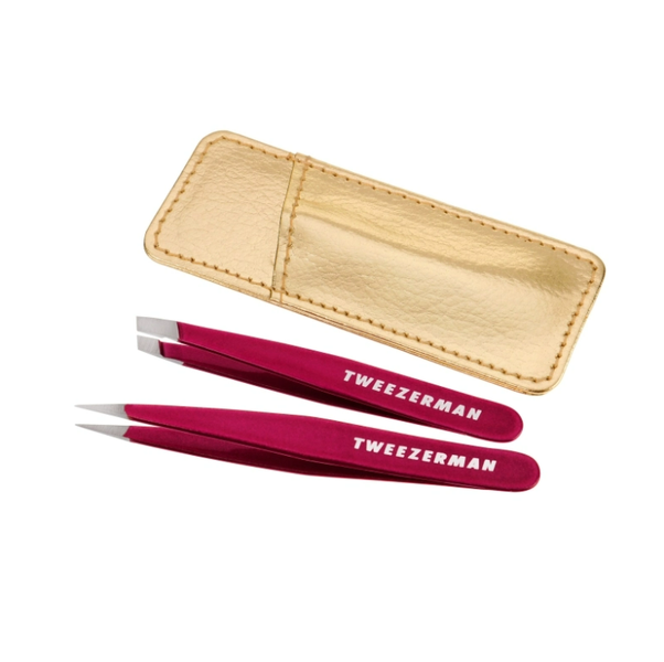 Tweezerman Mini Slant &amp; Point Set- Fuchsia