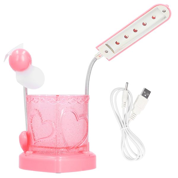 3-in-1 LED Pencil Holder - USB Desk Lamp/Fan