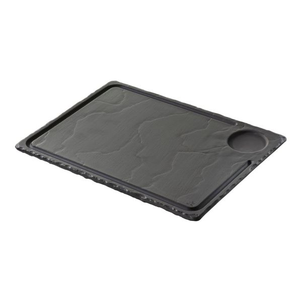 Revol Basalt 3 pack classic steak plate with indent and drip ring - 33cmx24cm