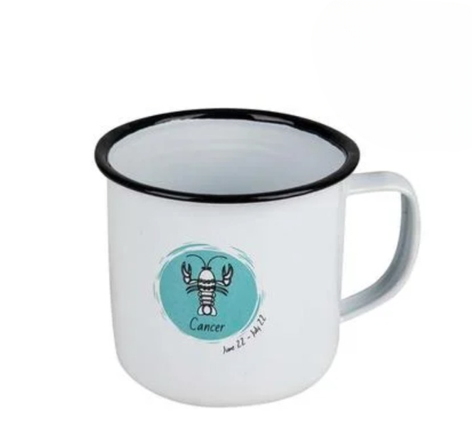 Cancer Constellation Enamel Mug - Cute Horoscope Drinkware - 8cm