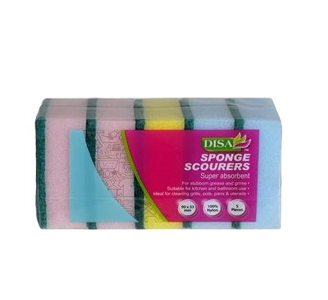 Disa - 5 Piece Rainbow Foam And Green Pad sponge Scourers