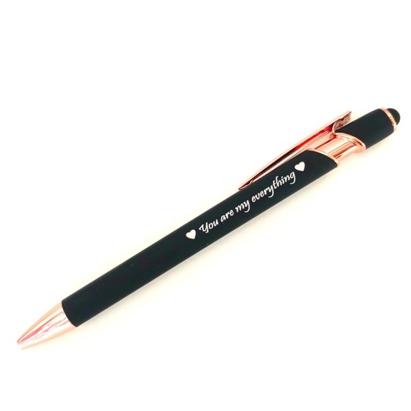 Personalized Engraved Black and rosegold Stylus Pen: You are my everything