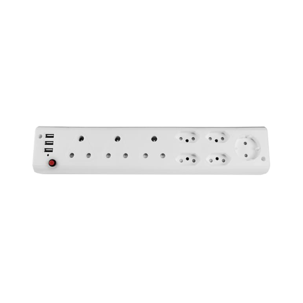 Multiplug 3x 16A Sa &amp; 4x Euro &amp; 1x Schuck Extender C/W 3x USB 1A