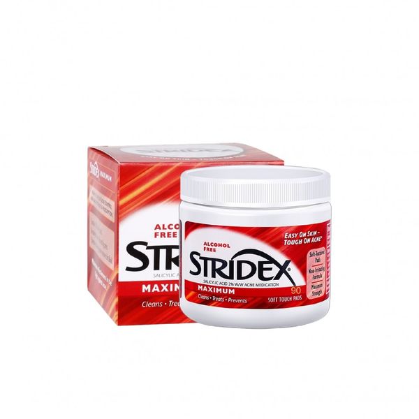 Stridex Made in USA Maximum Strength Medicated Pads for Acne - Alcohol-Free