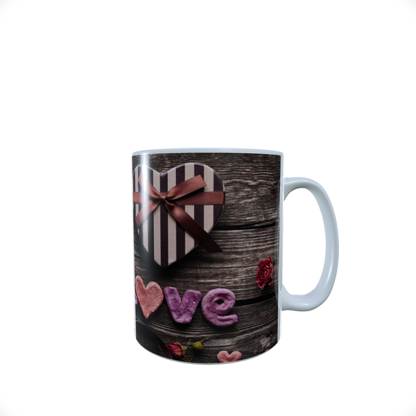 Valentines Day - Love Wooden Background - Aesthetic - Coffee Mug