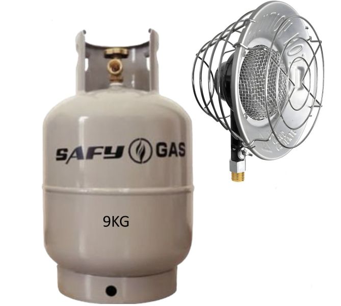 Portable Infrared Gas Heater Top &amp; 9kg Cylinder Set