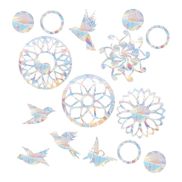 Decor Bird Collision Prevention Reflective Vinyl Window Stickers - 15 Piece