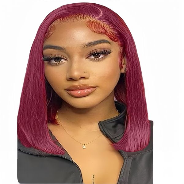 14-inch 99J Full Frontal Straight Wig Human Hair