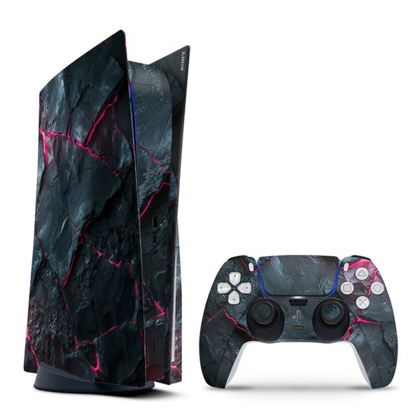 Decal Skin Compatible with PS5 (Disc) - Carbon Rock Glow Yellow (Decal Only)