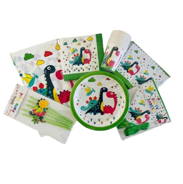 Birthday Dinosaur Theme Party Pack Tableware Set (Serves 10)