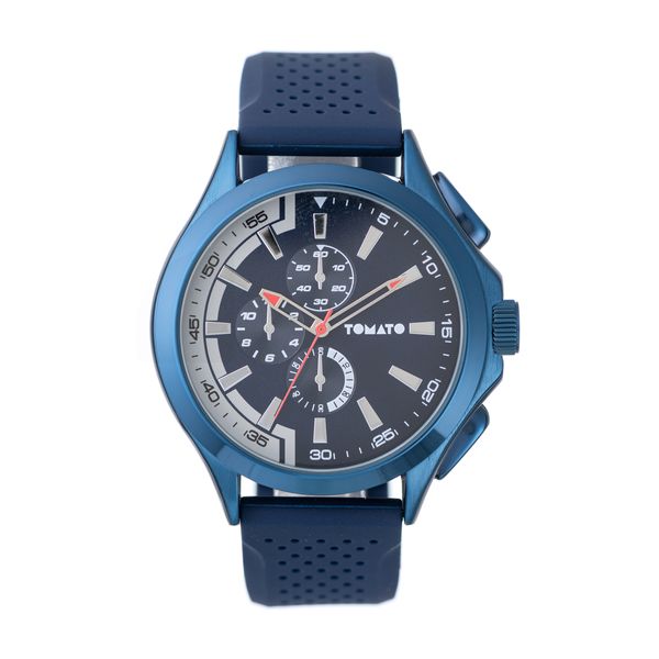 Tomato Gents Watch, 46mm Case, Navy Blue Dial, Blue Silicone Strap