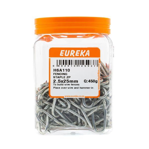 EUREKA Fencing Staple Zinc Plated 2.5 x 25mm Q:450g H6A110
