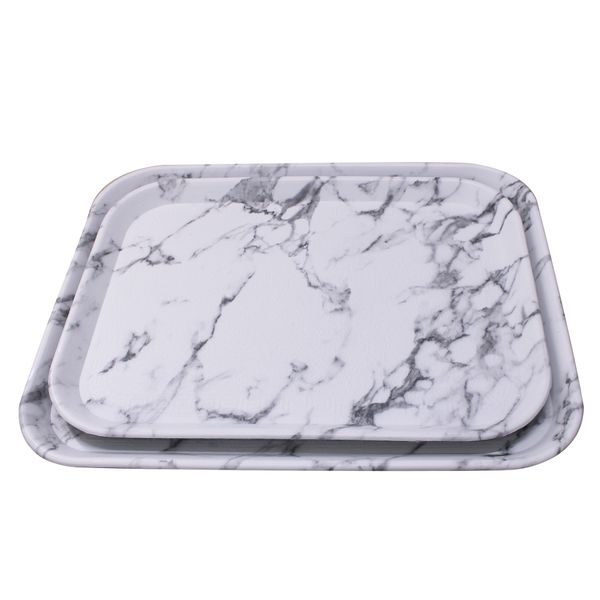 LMA 45x35cm &amp; 40x30cm Textured Non-Slip Faux Marble Serving Tray