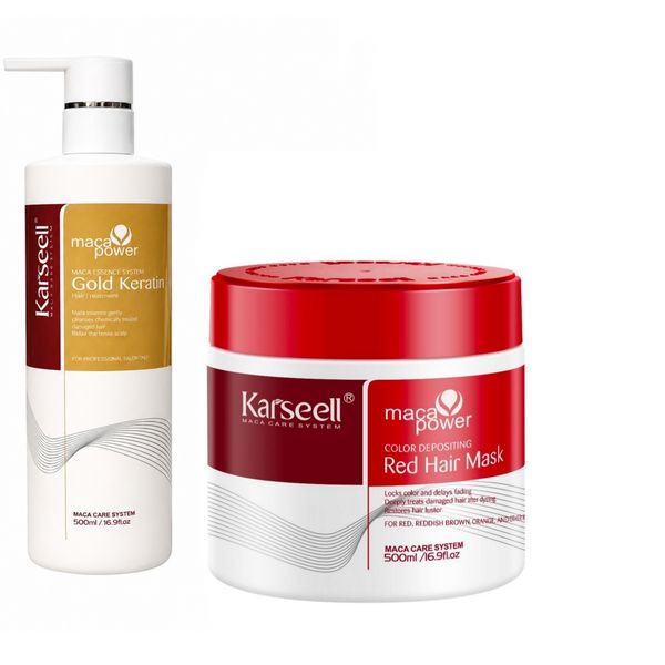 Karseell Red Hair Mask &amp; Gold Keratin Hair Treatment Bundle 2 Pieces