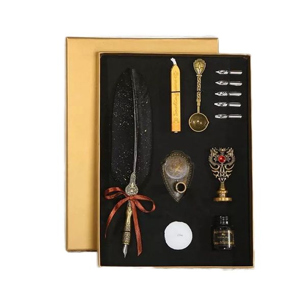 Luxury Vintage Calligraphy Feather Pen Set-12 pcs