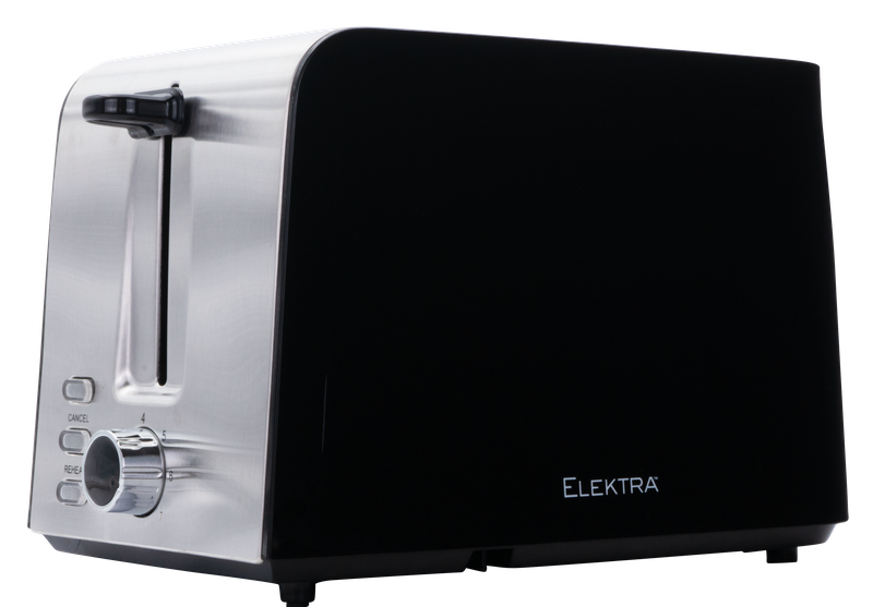 Elektra 2 Slice Toaster Browning Control Defrost Reheat Cancel Black