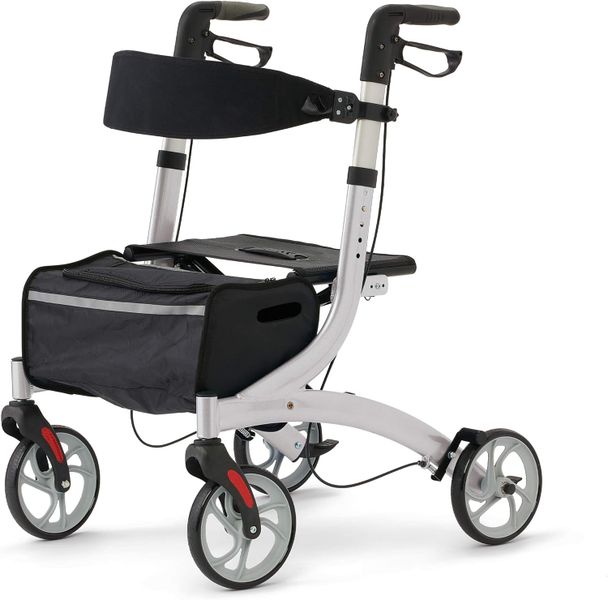 Adjustable Lightweight Rollator Walker with Seat &amp; 8" Wheels
