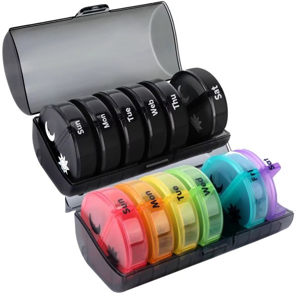 2 Piece Pill Case Weekly Pill Box Large Capacity Travel Pill Organizer