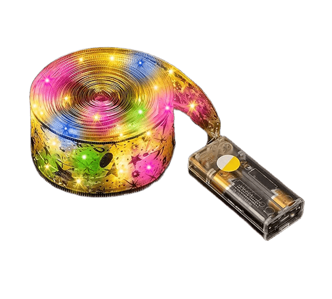 Colorful LED Christmas Lights with Gold Ribbon - 5m 50-Light