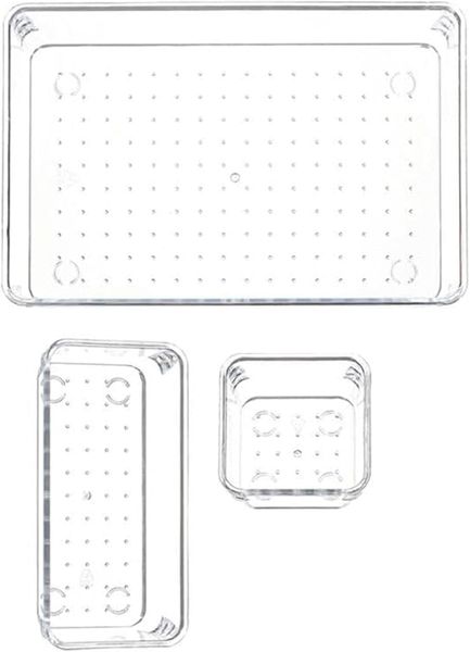 Sulfar 3pcs Bathroom Drawer Tray Dividers Plastic Vanity Organizers