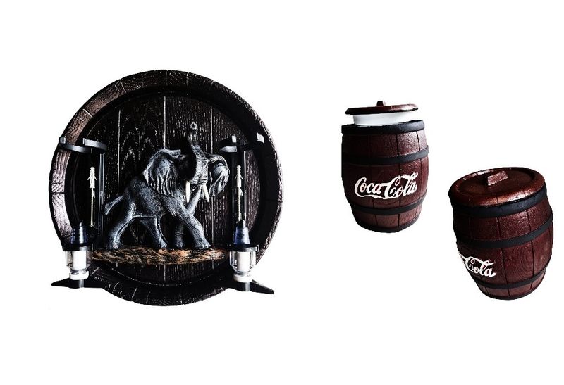 African Elephant - Round Barrel 2 Optic dispenser &amp; Coca-Cola Ice Bucket