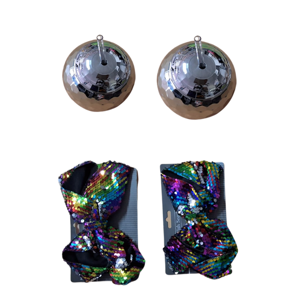 Disco Balls x 2 and Hair Bows x 2