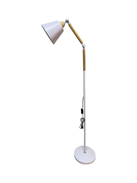 Modern Wooden and Metal Adjustable Arm Floor Lamp