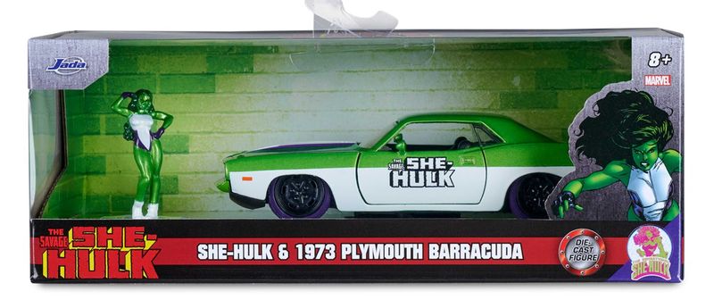 Jada Marvel She Hulk 1973 Plymouth Barracuda 1:32 with figure