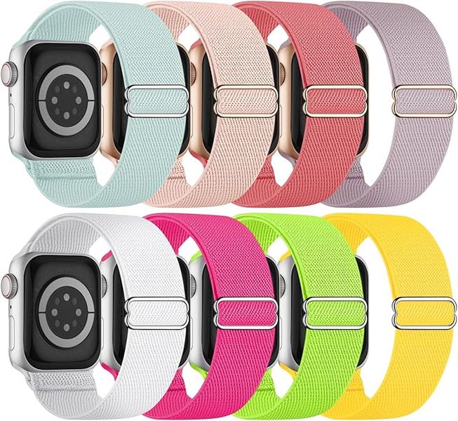 8pc Stretchy Solo Loop Band Compatible with Apple Watch Bands for Women Men