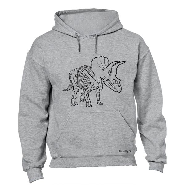Dinosaur Skeleton - Mens - Hoodie - Grey