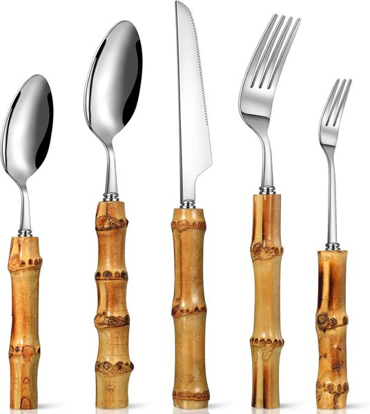 Brown Stainless steel Flatware Set 20 Piece