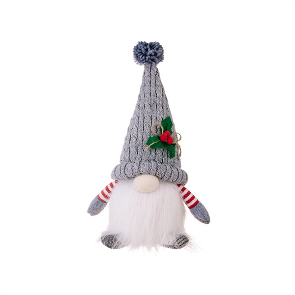 Christmas Ornament Knit Hat Illuminated Rudolph Doll Faceless Grey