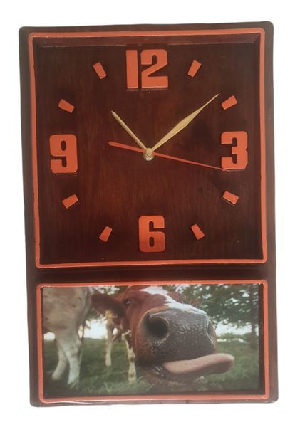 Retro Box Clock (Orange) Cow (6)