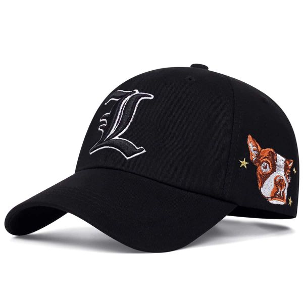 L Letter Baseball Cap Dog Embroidery Hat Outdoor Sun Protection Casual Hat