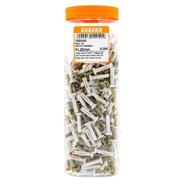 EUREKA Nail-In Anchor White Rimmed 5 x 25mm Q:350 T6B240