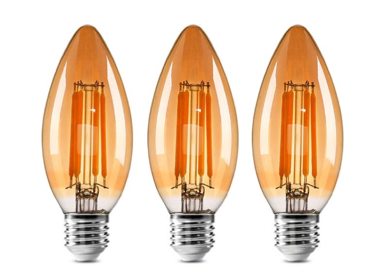 Pack of 3- C35 3W Retro Warm White LED E27 Filament Bulb 35mm