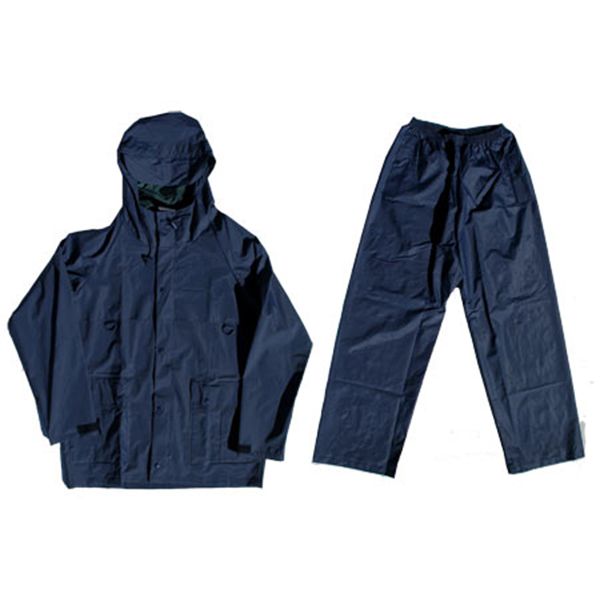 Rain Suit 2 Piece, Rubberized - Navy