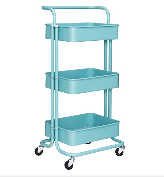 LASA 3-Tier Metal Mesh Shelf Rolling Cart
