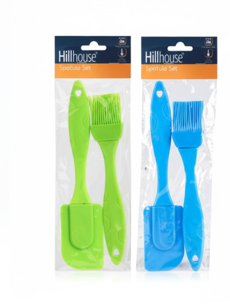 Hillhouse - 2 Piece Spatula &amp; Brush Set Silicone 22cm x 4