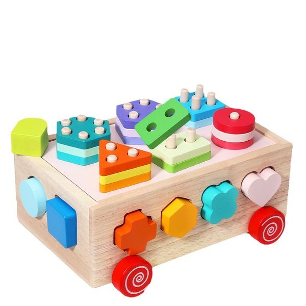 Kids' Educational Toys Trailing Blocks Car Geometric Shapes Sorting Box