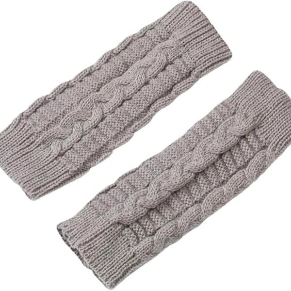 Knit Arm Warmers Fingerless Gloves for Women Stretchy Cable for Typing